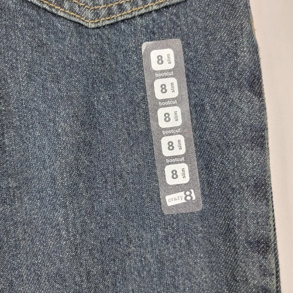 Crazy 8 Boys Jeans Size 8 Slim Bootcut Blue Denim Dark Wash 5 Pocket Design